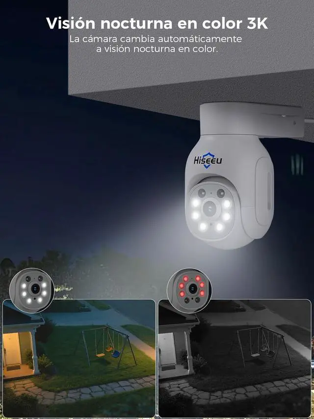 Alt view image 5 of 7 - Hiseeu 5MP Wireless PTZ Security Camera System, Indoor Outdoor IP66 Waterproof WiFi Camera, 4K 10CH NVR, 2-Way Audio, Motion Detection Alarm, 24/7 Surveillance, 1TB Hard Drive (Plug-in Power Supply)