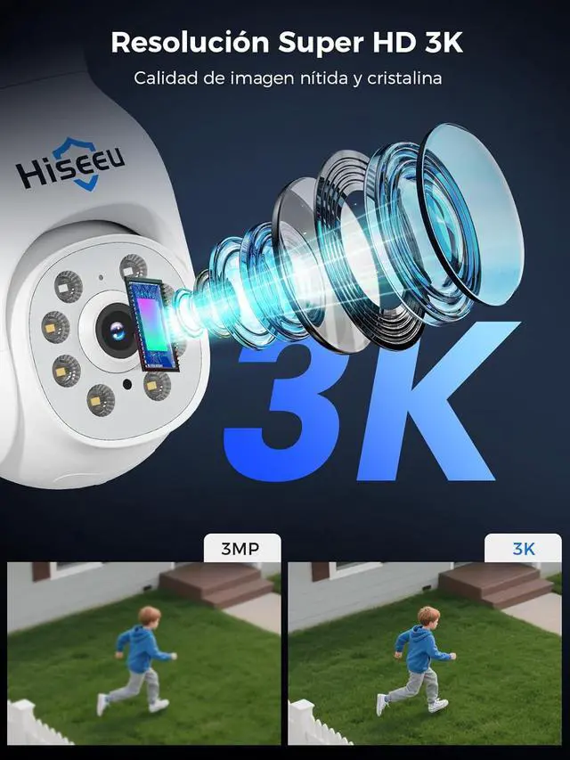 Alt view image 7 of 7 - Hiseeu 5MP Wireless PTZ Security Camera System, Indoor Outdoor IP66 Waterproof WiFi Camera, 4K 10CH NVR, 2-Way Audio, Motion Detection Alarm, 24/7 Surveillance, 1TB Hard Drive (Plug-in Power Supply)