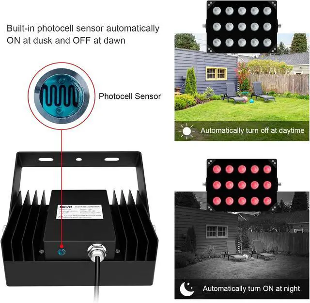Alt view image 5 of 6 - Univivi IR Illuminator 15 LEDs 90 Degree Wide Angle IR Lights for Night Vision IP67 Waterproof 850nm Infrared Light for Security Surveillance Camera Indoor&Outdoor