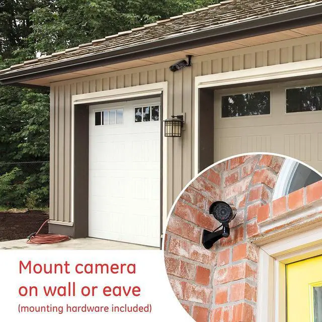 Alt view image 5 of 7 - GE Power Gear GE Decoy Security Bullet Camera with Flashing Red Light, Blinking LED, Fake Surveillance, Realistic Looking Recording Lens, Indoor/Outdoor Use, Wireless, Black, 40661