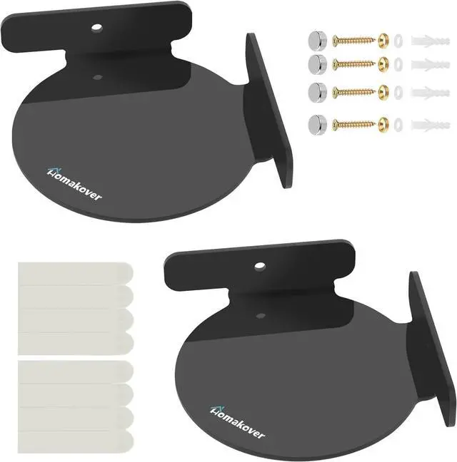 Alt view image 7 of 7 - Acrylic Mini Circular Corner Shelf Mount for Security Cameras, Baby Monitors, Speakers, Plants & More, Universal Cam Holder, Easy to Install, Screwless with Damage-free Replacement Strips (Black)