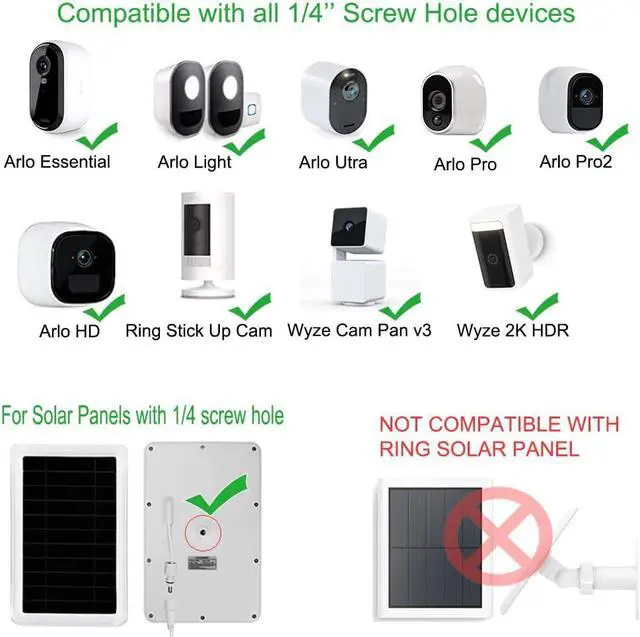 Alt view image 2 of 5 - Gutter Mount for Outdoor Security Camera, Solar Panel Adjustable 1/4" Screw Compatible with Arlo, Blink, Wyze, Eufy etc,. Weatherproof Corrosion-Resistant Design No-Drill Universal(White 2pack)