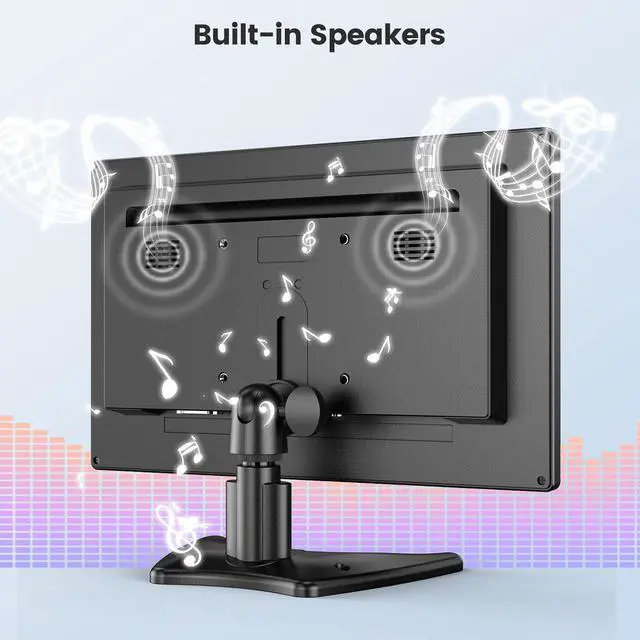 Alt view image 6 of 7 - Eyoyo 12 Inch Monitor 1366x768 Small TV Monitor with HDMI VGA BNC AV Ports 16:9 Mini Display for Computer PC RasPi Laptop CCTV Security Analog Camera