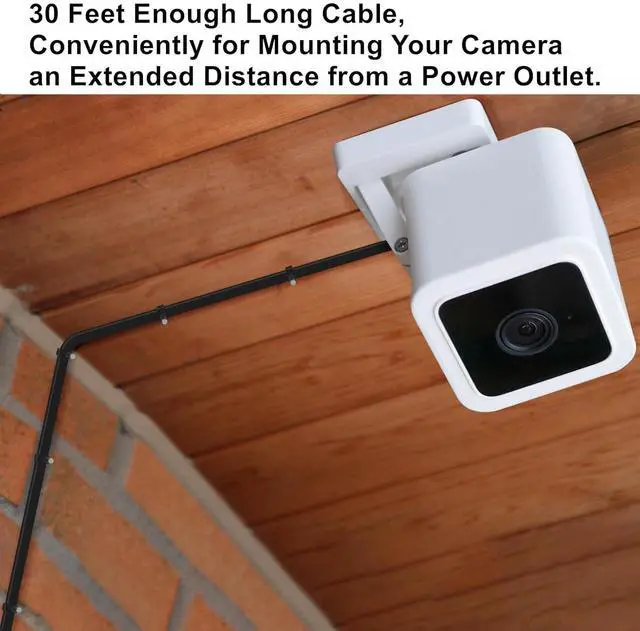 Alt view image 4 of 7 - 2-Pack 30ft Power Cable for Wyze Cam v4,Wyze Cam Pan v3,Wyze OG,Wyze Cam v3 Pro Security Cameras - 9m Long Flat Extension Micro USB Charging Cord with L-Shaped Short Adapter & 18W Fast Charger, Black