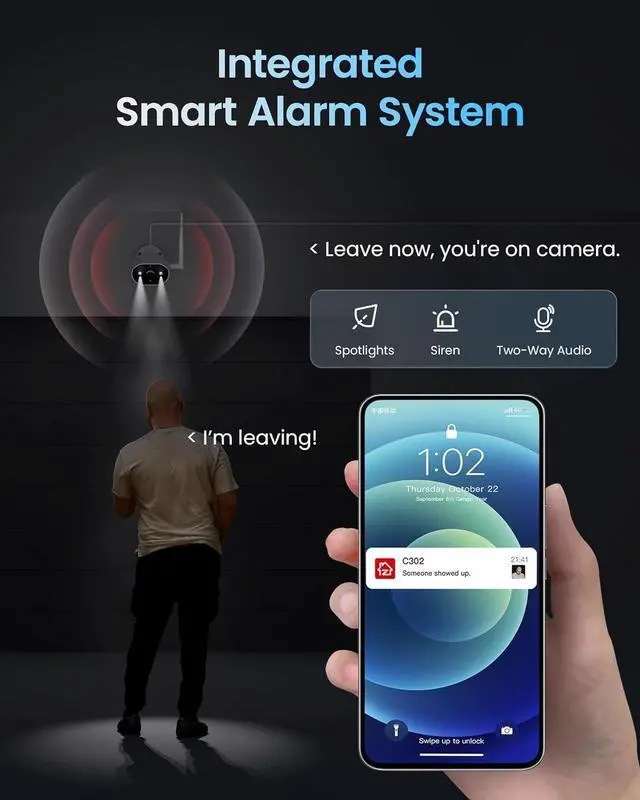 Alt view image 7 of 7 - ZOSI 8CH 2K Wi-Fi 6 Security Camera System with 12" LCD Monitor,8pcs 3MP Home Plug-in WiFi Cameras Outdoor,AI Person Detection,Spotlight Color Night Vision,2-Way Audio,2TB HDD for 24/7 Recording