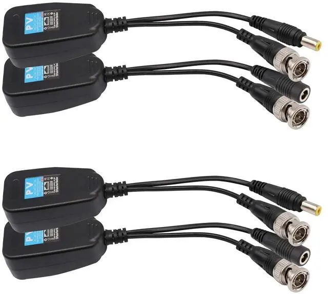 Alt view image 3 of 7 - Video Balun RJ45 to BNC Transceiver Transmitter HD-CVI/TVI/AHD/CVBS with DC Power Connector for 1080P 3MP 4MP 5MP 8MP CCTV Security DVR Surveillance Camera System (4Pairs)