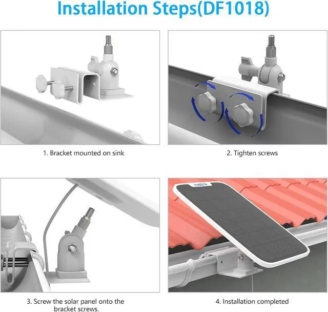 Alt view image 6 of 7 - Gutter Bracket Mount for Reolink Argus PT 3MP/4MP/5MP/2K,Reolink Argus PT 4K/8MP, Reolink Go PT Ultra Camera and Solar Panel (1pack,White)