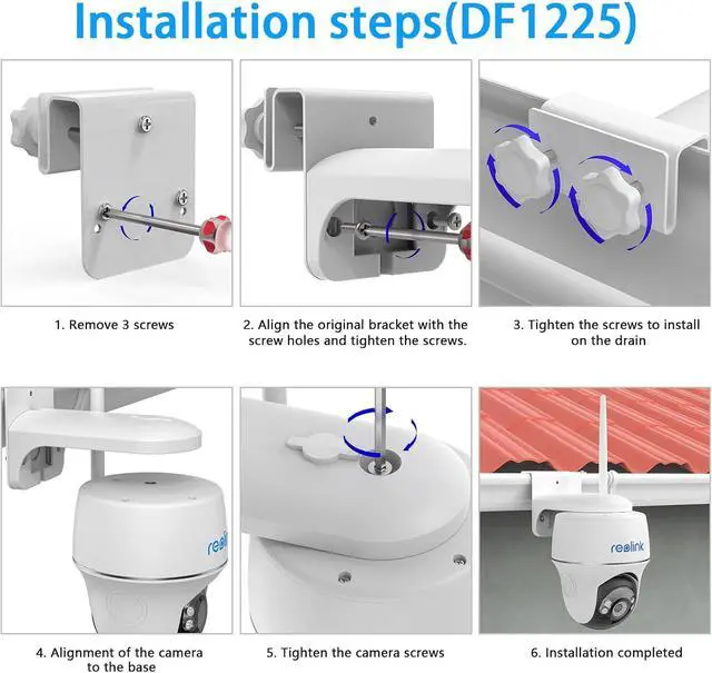 Alt view image 4 of 7 - Gutter Bracket Mount for Reolink Argus PT 3MP/4MP/5MP/2K,Reolink Argus PT 4K/8MP, Reolink Go PT Ultra Camera and Solar Panel (1pack,White)