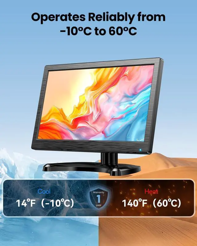 Alt view image 7 of 7 - Eyoyo CCTV Monitor 12 Inch Small Computer Monitors 1920x1080P Mini LED Display with HDMI VGA AV BNC USB Ports IPS Screen Security Monitor Built in Speaker for Home Office