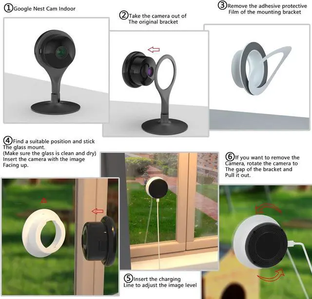 Alt view image 3 of 6 - Teccle Window Mount for Google Nest Camera Indoor, Through Window Use Nest Cam, No Indoor Reflections (Black/Pack of 2)
