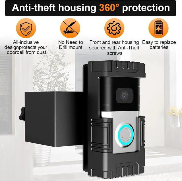 Alt view image 3 of 7 - Anti-Theft Doorbell Mount Compatible with Ring/Blink, No-Drill Camera Holder, Adjustable Mounting Bracket Accessories, for Doorbell 1/2/3/4/3Plus/2020 2023 2024 Release/Pro/Pro 2