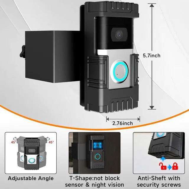 Alt view image 7 of 7 - Anti-Theft Doorbell Mount Compatible with Ring/Blink, No-Drill Camera Holder, Adjustable Mounting Bracket Accessories, for Doorbell 1/2/3/4/3Plus/2020 2023 2024 Release/Pro/Pro 2