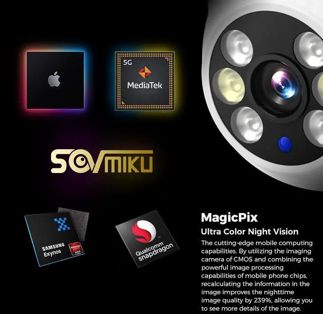 Alt view image 6 of 7 - SOVMIKU 2CA3 AI Auto Tracking Mini 2K Security Camera Wireless Outdoor, Two-Way Audio, 9.8Ft Power Cable, Easy to Setup, 360° View, Pan/Tilt, Color Night Vision, Audible Flashlight Alarm, SD Slot