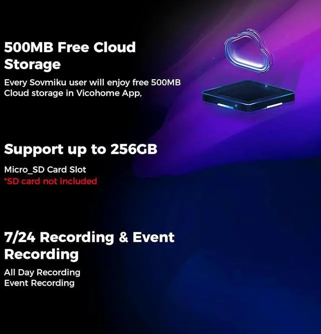 Alt view image 7 of 7 - SOVMIKU 2CA3 AI Auto Tracking Mini 2K Security Camera Wireless Outdoor, Two-Way Audio, 9.8Ft Power Cable, Easy to Setup, 360° View, Pan/Tilt, Color Night Vision, Audible Flashlight Alarm, SD Slot