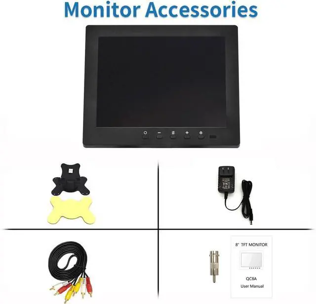 Alt view image 5 of 6 - 8 inch LCD Security Monitor & Displays,Built-in Dual Speakers Portable Monitor,800 * 600 Resolution,BNC/AV Input,Suitable for CCTV TV CCD DVD