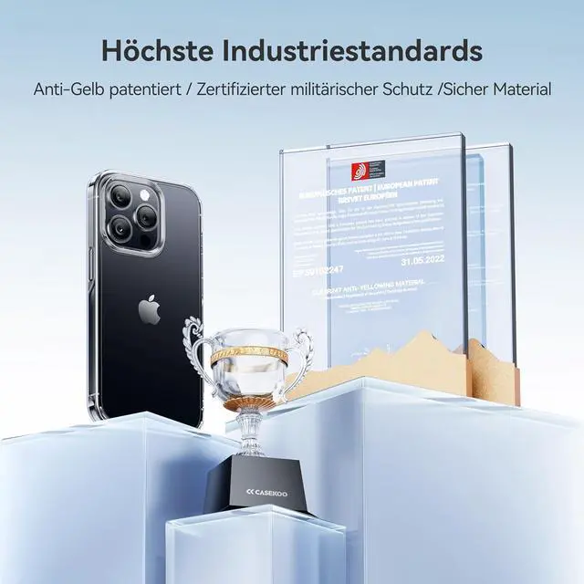 Alt view image 6 of 7 - CASEKOO for iPhone 13 Pro Case Crystal Clear, [Never Yellow Technology] [Military-Grade Protection] Transparent Slim Cover Women Men for iPhone 13 Pro Phone Case 6.1 inch, Clear