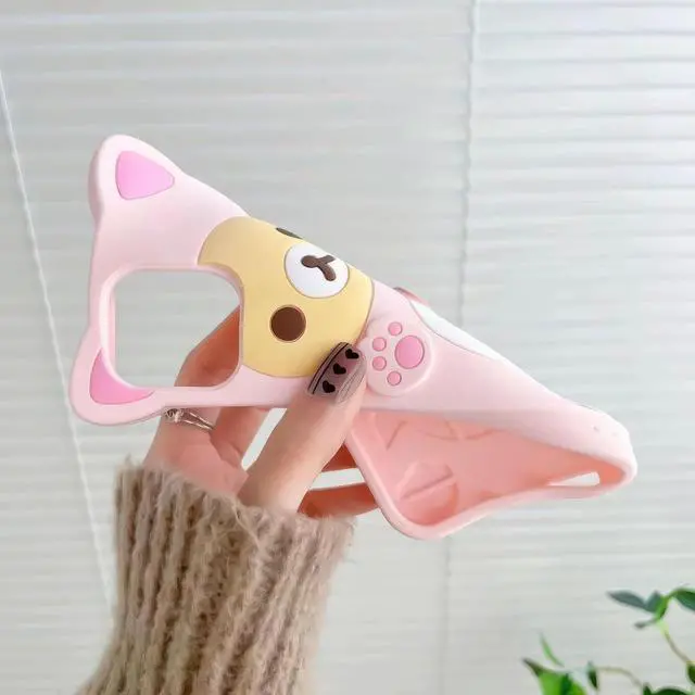 Alt view image 5 of 7 - 3D Cute Cartoon Bear Phone Case for iPhone 14 Pro Max - Fashionable and Stylish - Funny Pink Bear Design - Soft TPU Protective Case - Kawaii Silicone Cover for Women, Girls, and Kids