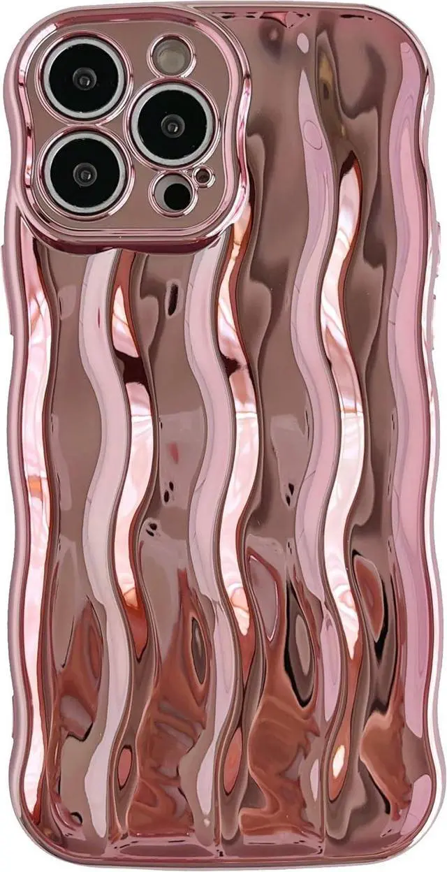 Main image of Caseative for iPhone 13 Pro Max Case,Water Ripple Pattern Curly Wave Frame Soft Phone Case (Light Pink)