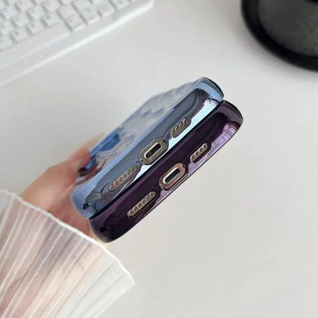 Alt view image 6 of 6 - Caseative for iPhone 13 Pro Max Case,Water Ripple Pattern Curly Wave Frame Soft Phone Case (Light Pink)