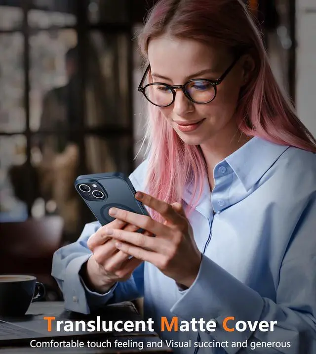 Alt view image 7 of 7 - FNTCASE for iPhone 13/14 Phone Case: iPhone 16e Case Magnetic Translucent Matte Back Cover Metal Button Military Grade Protection Shockproof Shell Full Body Protective Slim Cell Phonecase