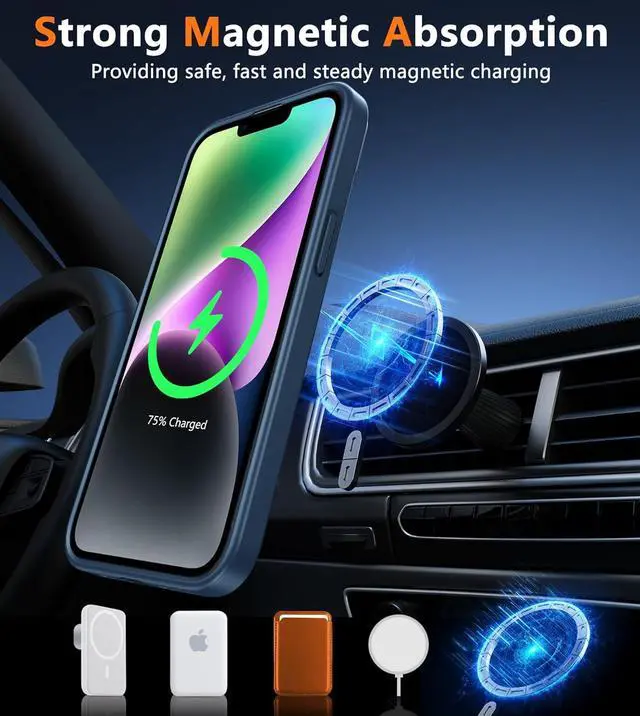 Alt view image 4 of 7 - FNTCASE for iPhone 13/14 Phone Case: iPhone 16e Case Magnetic Translucent Matte Back Cover Metal Button Military Grade Protection Shockproof Shell Full Body Protective Slim Cell Phonecase