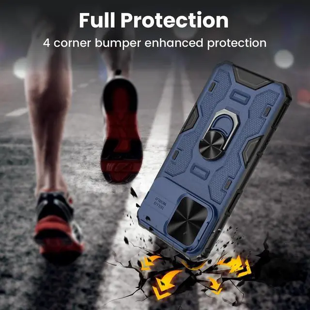 Alt view image 7 of 7 - VEGO Kickstand Case for iPhone 15 ProMax, with Slide Camera Cover & Built-in 360° Rotate Ring Stand Magnetic Shockproof Cover for iPhone 15 Pro Max 6.7" 2023 - Blue