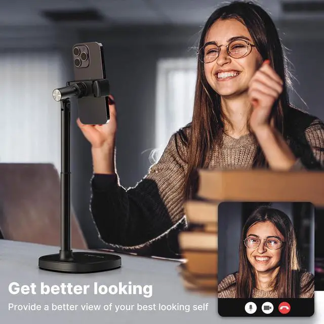 Alt view image 4 of 7 - Cell Phone Stand, Ulanzi Height Adjustable Phone Holder, Desk Phone Stand for All Mobile Phone, Desk Phone Holder for iPhone 14/13/12 Pro/XS Max/XR, Samsung Galaxy S22/S21/S20/S10 and Other Phones