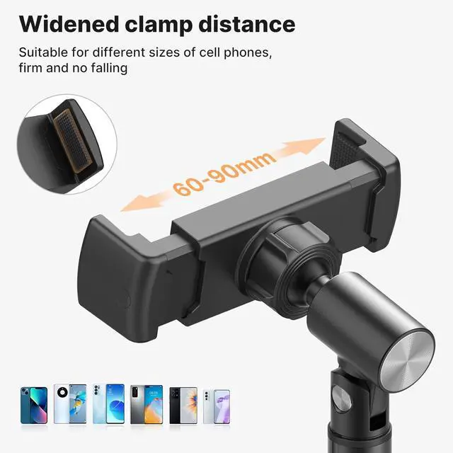 Alt view image 3 of 7 - Cell Phone Stand, Ulanzi Height Adjustable Phone Holder, Desk Phone Stand for All Mobile Phone, Desk Phone Holder for iPhone 14/13/12 Pro/XS Max/XR, Samsung Galaxy S22/S21/S20/S10 and Other Phones