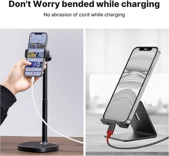 Alt view image 5 of 7 - Cell Phone Stand, Ulanzi Height Adjustable Phone Holder, Desk Phone Stand for All Mobile Phone, Desk Phone Holder for iPhone 14/13/12 Pro/XS Max/XR, Samsung Galaxy S22/S21/S20/S10 and Other Phones