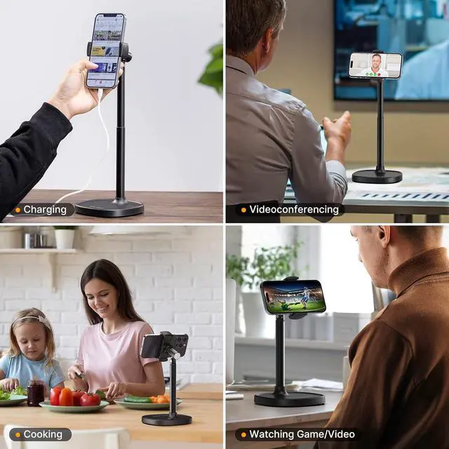 Alt view image 7 of 7 - Cell Phone Stand, Ulanzi Height Adjustable Phone Holder, Desk Phone Stand for All Mobile Phone, Desk Phone Holder for iPhone 14/13/12 Pro/XS Max/XR, Samsung Galaxy S22/S21/S20/S10 and Other Phones