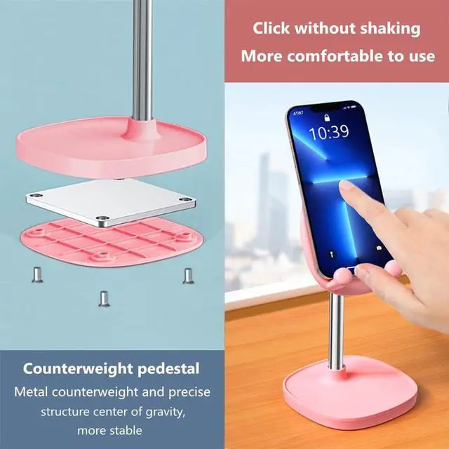 Alt view image 3 of 6 - Cute Cat Phone Stand, Cat Head Cell Phone Holder for Desk,Angle&Height Adjustable Compatible with All Smartphone,iPhone,Samsung,Tablet,iPad-Pink