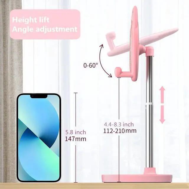 Alt view image 5 of 6 - Cute Cat Phone Stand, Cat Head Cell Phone Holder for Desk,Angle&Height Adjustable Compatible with All Smartphone,iPhone,Samsung,Tablet,iPad-Pink