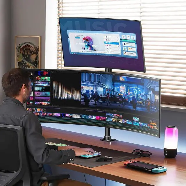 Alt view image 7 of 7 - Dual Vertically Stacked Ultrawide Monitor Desk Mount 17-49 Inch - Extra Tall Heavy Duty Adjustable Monitor Arm for 2 monitores,Weight 2-20 kg per Arm,VESA 75/100 mm