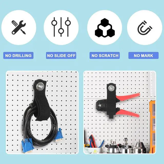 Alt view image 4 of 7 - Kanemc 4PCS Magnetic Cable Storage Straps Heavy Duty, Extension Cord Holder Magnet Hooks for Hanging Cables Hoses Workshop Rope Garden Garage Organization
