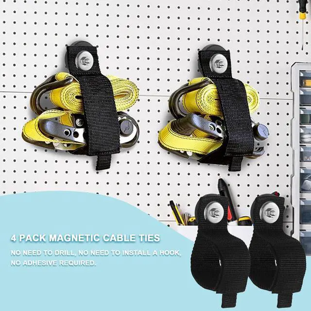 Alt view image 7 of 7 - Kanemc 4PCS Magnetic Cable Storage Straps Heavy Duty, Extension Cord Holder Magnet Hooks for Hanging Cables Hoses Workshop Rope Garden Garage Organization