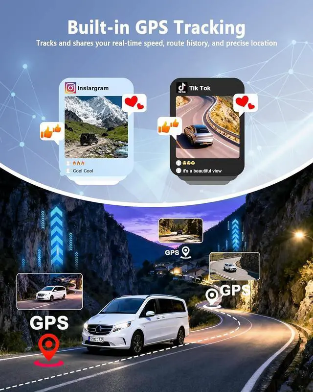 Alt view image 7 of 7 - 4K+2K+2K 3 Channel Dash Cam Front and Rear, 128GB Card Included, Dash Camera for Cars 5.8G/2.4G Dual Wifi, Built-in GPS, Night Vision, WDR, 170°Wide Angle, G-Sensor Emergency Lock, 24H Parking Monitor