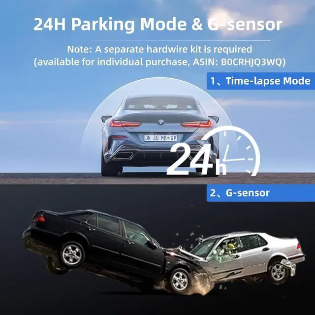 Alt view image 4 of 7 - Miofive Dash Cam Car Front Rear 4K+4K WiFi Bluetooth Dash Cam with 64GB SD Card, Dual Car Camera with Parking Monitoring, Super Night Vision, HDR, G-Sensor, Loop Recording, App Control, Max 512GB