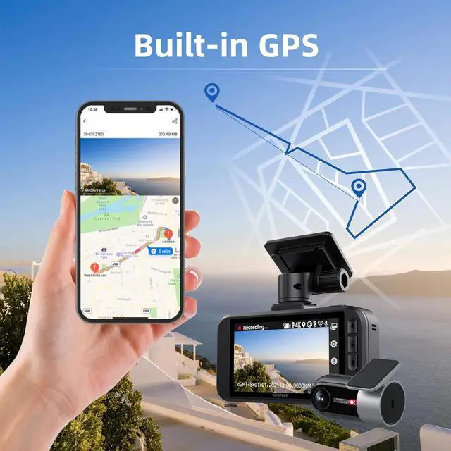 Alt view image 5 of 7 - Miofive Dash Cam Car Front Rear 4K+4K WiFi Bluetooth Dash Cam with 64GB SD Card, Dual Car Camera with Parking Monitoring, Super Night Vision, HDR, G-Sensor, Loop Recording, App Control, Max 512GB