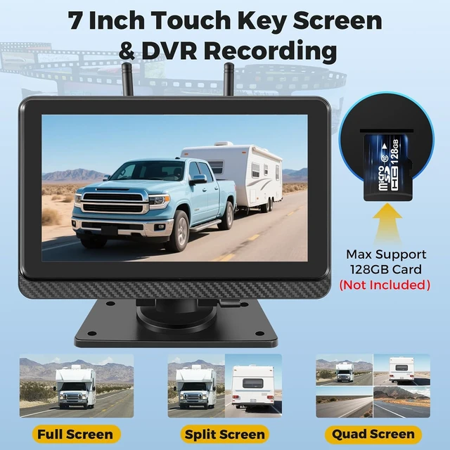 Alt view image 4 of 7 - Wireless Backup Camera for Truck RV with 7" Monitor and AHD 1080P Camera
