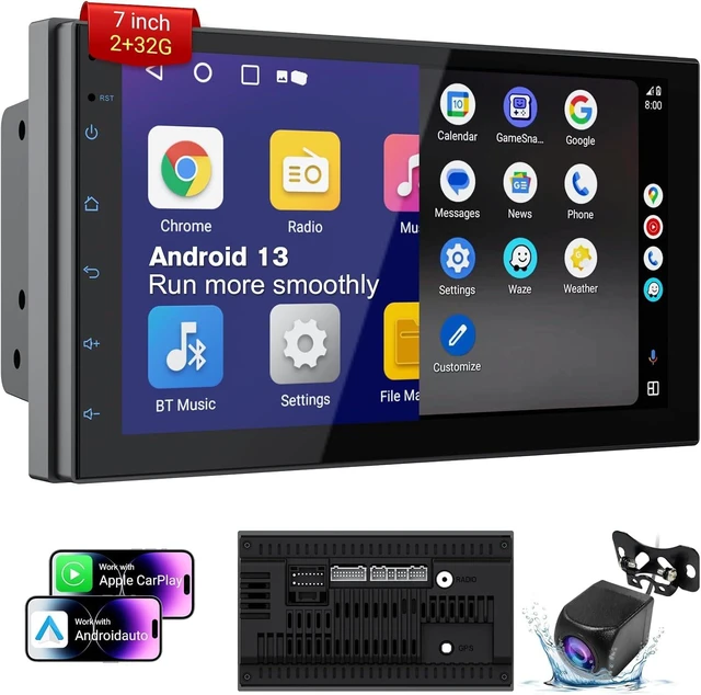 Main image of Haudio 7 Inch Double Din Car Stereo with Wireless Apple CarPlay & Android Auto, 2+32G Android 13 Car Radio, Bluetooth, GPS Navigation, FM AM RDS, IPS Touchscreen, Backup Camera Ready