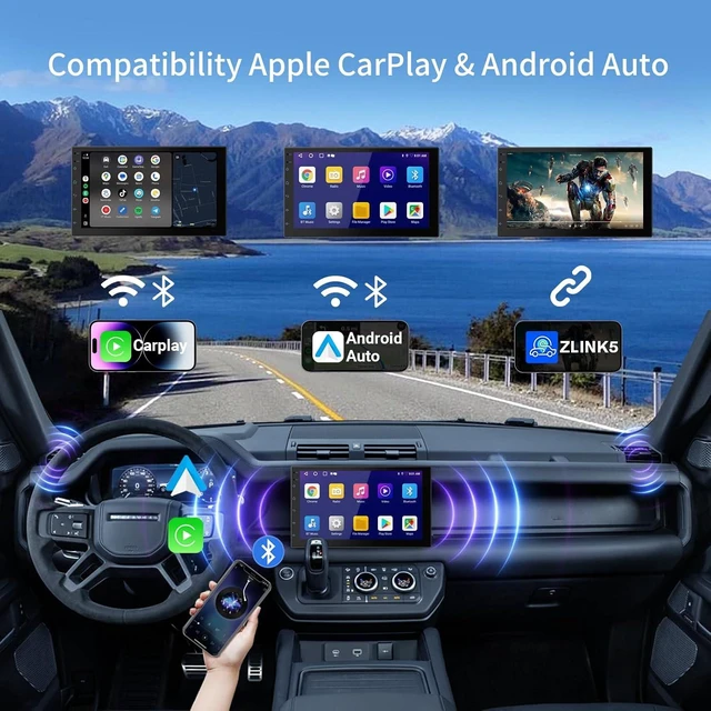 Alt view image 3 of 7 - Haudio 7 Inch Double Din Car Stereo with Wireless Apple CarPlay & Android Auto, 2+32G Android 13 Car Radio, Bluetooth, GPS Navigation, FM AM RDS, IPS Touchscreen, Backup Camera Ready