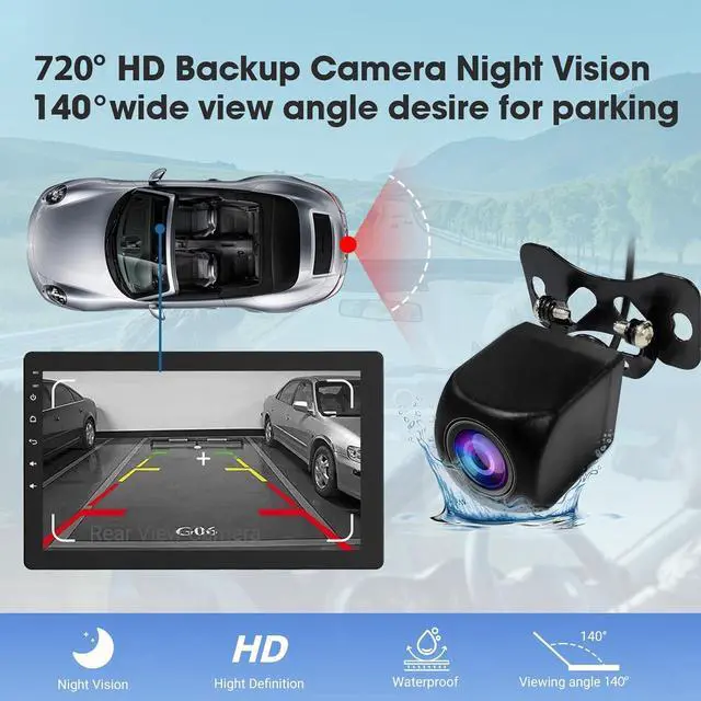 Alt view image 7 of 7 - 10.1 inch Single Din Car Stereo, Rotatable Touch Screen Radio with Wireless Apple CarPlay & Android Auto, Backup Camera, Mirror Link, SWC, GPS, Voice Control, Bluetooth, WiFi