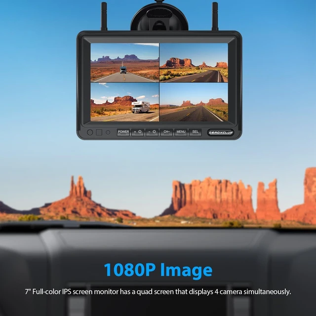 Alt view image 2 of 7 - ZEROXCLUB 4 CAM 1080P 7" IPS Monitor Wireless RV Backup Camera System