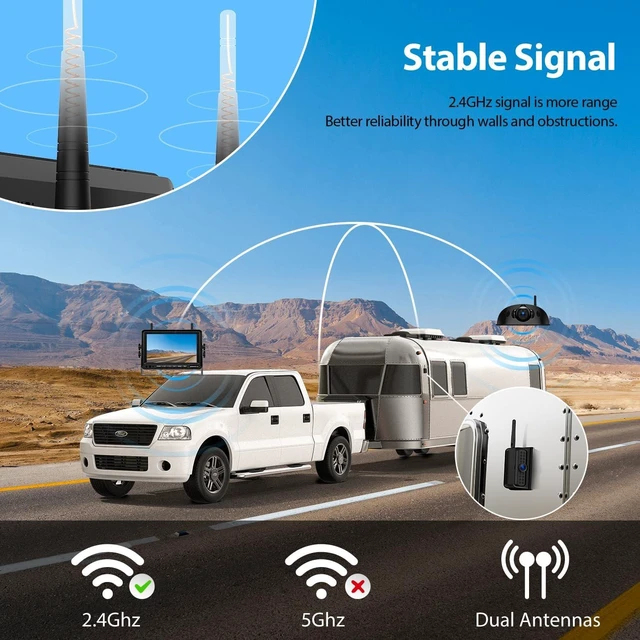 Alt view image 7 of 7 - ZEROXCLUB 4 CAM 1080P 7" IPS Monitor Wireless RV Backup Camera System