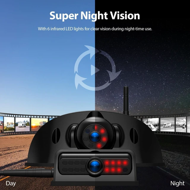 Alt view image 6 of 7 - ZEROXCLUB 4 CAM 1080P 7" IPS Monitor Wireless RV Backup Camera System