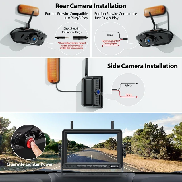 Alt view image 5 of 7 - ZEROXCLUB 4 CAM 1080P 7" IPS Monitor Wireless RV Backup Camera System