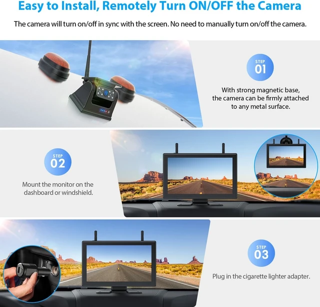 Alt view image 2 of 7 - ZEROXCLUB 10.1" Touchscreen Magnetic Solar Wireless Backup Camera