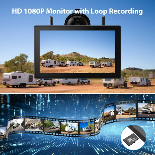 Alt view image 3 of 7 - ZEROXCLUB 10.1" Touchscreen Magnetic Solar Wireless Backup Camera
