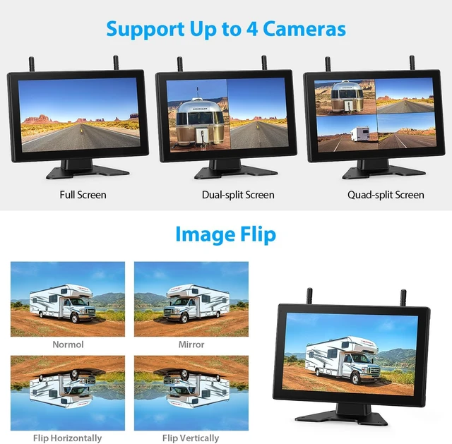 Alt view image 4 of 7 - ZEROXCLUB 10.1" Touchscreen Magnetic Solar Wireless Backup Camera