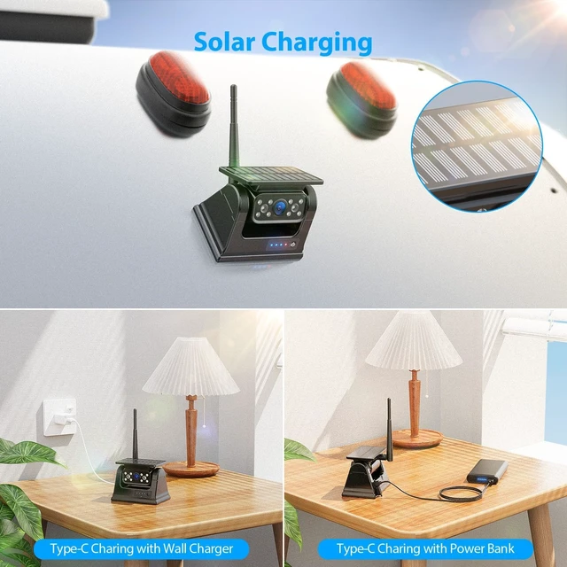 Alt view image 5 of 7 - ZEROXCLUB 10.1" Touchscreen Magnetic Solar Wireless Backup Camera